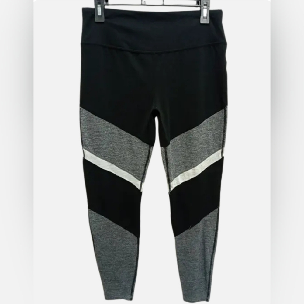 Tangerine black grey serene colorblock spandex stretch leggings Medium